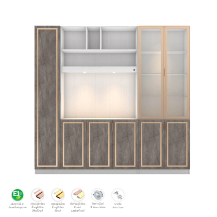 ตู้วางทีวี WISDOM DESIGN FURNITURE รุ่น GW-240 240 ซม. สีขาว/บราวน์มาร์เบิ้ล/โกลด์_2