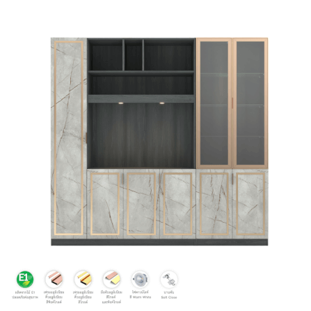 ตู้วางทีวี WISDOM DESIGN FURNITURE รุ่น GW-240 240 ซม. สีแอชเกรย์/ไลท์มาร์เบิ้ล/โกลด์_2