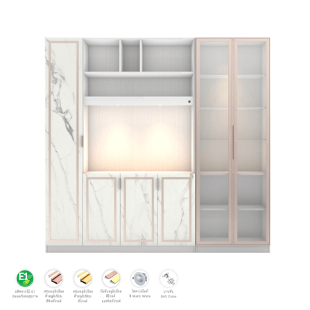 ตู้วางทีวี WISDOM DESIGN FURNITURE รุ่น GW-242 240 ซม. สีขาว/มาร์เบิ้ล/พิงค์โกลด์_2