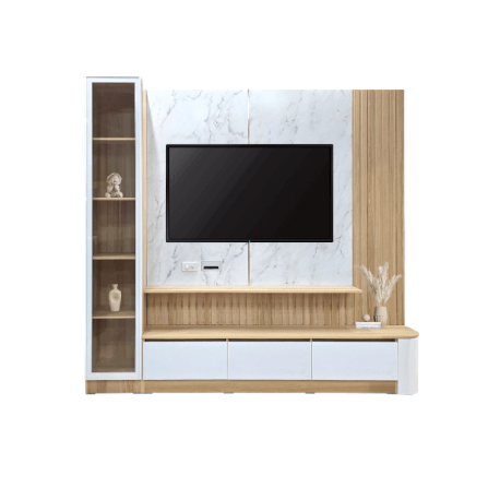 ตู้วางทีวี WISDOM DESIGN FURNITURE รุ่น CARINA 240 ซม. สีมาร์เบิ้ล/ขาว_2