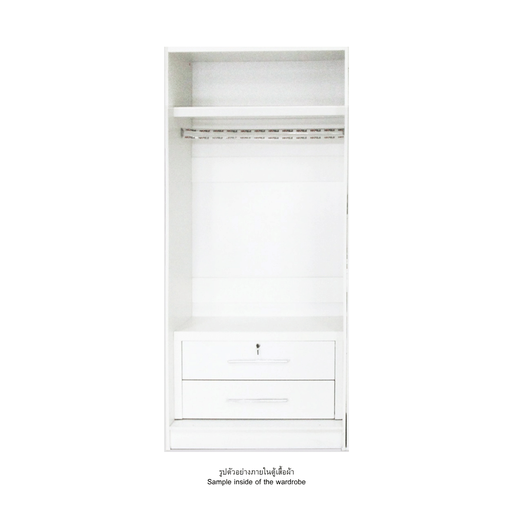 ตู้เสื้อผ้า 2 บานเปิด WISDOM DESIGN FURNITURE รุ่น MILANO90 สีขาว_2