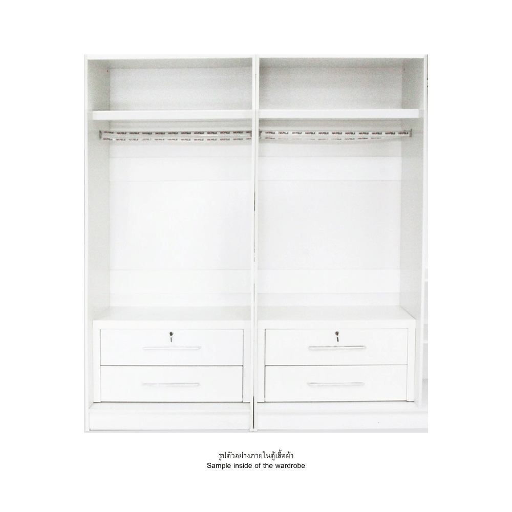 ตู้เสื้อผ้า 4 บานเปิด WISDOM DESIGN FURNITURE รุ่น MILANO180 สีขาว_2