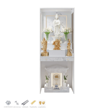 ตู้พระ WISDOM DESIGN FURNITURE รุ่น GO-03A ขนาด 80 ซม. สีขาว/มาร์เบิ้ล_3