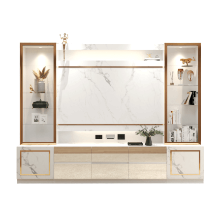 ตู้วางทีวี WISDOM DESIGN FURNITURE รุ่น GT-301 300 ซม. สีขาว/มาร์เบิ้ล/โกลด์_3