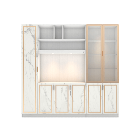 ตู้วางทีวี WISDOM DESIGN FURNITURE รุ่น GW-240 240 ซม. สีขาว/มาร์เบิ้ล/โกลด์_3