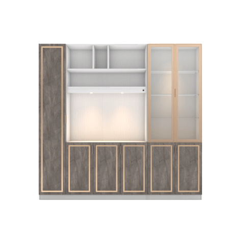 ตู้วางทีวี WISDOM DESIGN FURNITURE รุ่น GW-240 240 ซม. สีขาว/บราวน์มาร์เบิ้ล/โกลด์_3