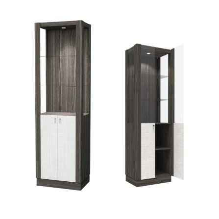 ตู้โชว์กระจก WISDOM DESIGN FURNITURE รุ่น CB-001 60 ซม. สีไลท์เวงเก้/แฟบริค_3