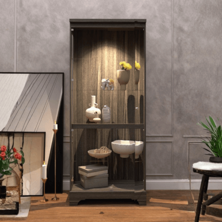 ตู้โชว์กระจก WISDOM DESIGN FURNITURE รุ่น CB-012 80 ซม. สีไลท์เวงเก้_3