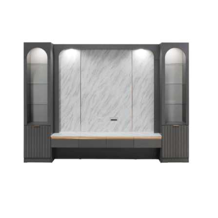 ตู้วางทีวี WISDOM DESIGN FURNITURE รุ่น NORA 300 ซม. สียีนส์กราไฟท์/ไวท์มาร์เบิ้ล_3