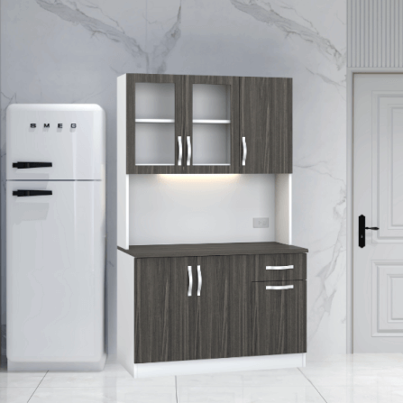 ครัวไม้สำเร็จ ตู้ตั้งพื้นท็อปเรียบ WISDOM DESIGN FURNITURE KT-121A 120 ซม. สีขาว/ไลท์เวงเก้_3