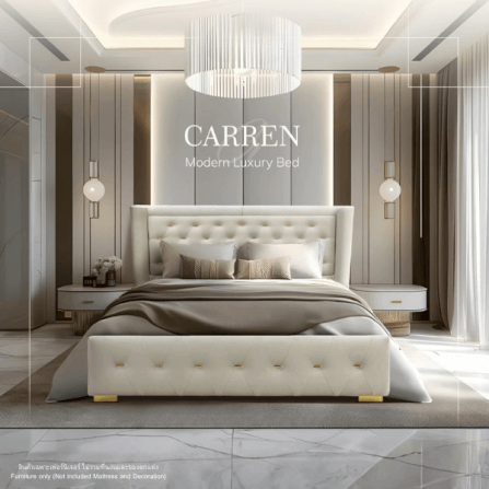 ฐานรองหัวเตียง 6 ฟุต WISDOM DESIGN FURNITURE รุ่น CARREN สีครีมขาว_3