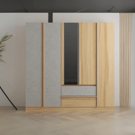 ชุดห้องนอน + ที่นอนสปริง 5 ฟุต WISDOM DESIGN FURNITURE รุ่น TENSHI 200 สีไลท์ยีนส์/แอช_4