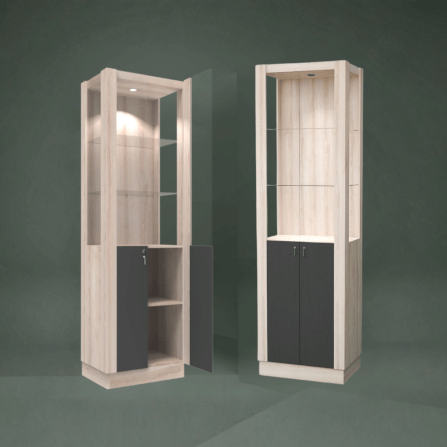 ตู้โชว์กระจก WISDOM DESIGN FURNITURE รุ่น CB-001 60 ซม. สีโซลิค/กราไฟท์_4