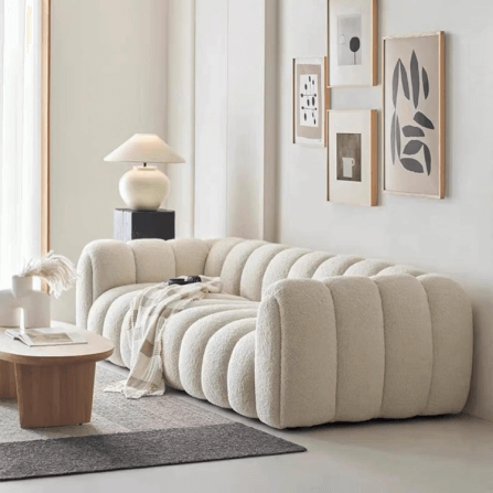 โซฟา 3 ที่นั่ง WISDOM DESIGN FURNITURE รุ่น LISA 220 ซม. ผ้าขนแกะ สีขาว_4