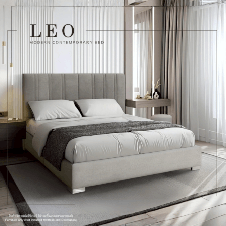 ฐานรองหัวเตียง 6 ฟุต WISDOM DESIGN FURNITURE รุ่น LEO สีเทา_4