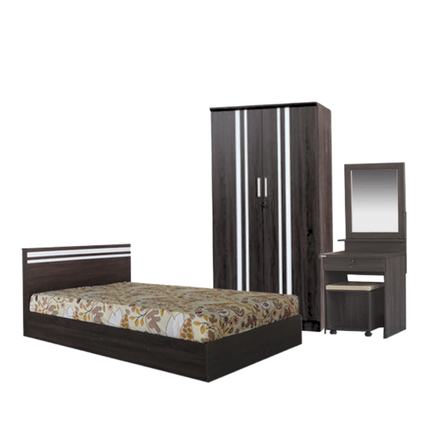 ชุดห้องนอน + ที่นอนสปริง 3.5 ฟุต WISDOM DESIGN FURNITURE รุ่น SAVE สีแอชบราวน์_5