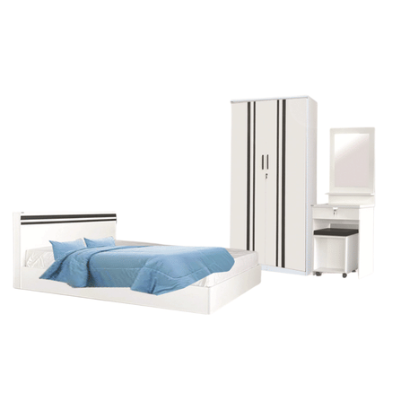 ชุดห้องนอน + ที่นอนสปริง 3.5 ฟุต WISDOM DESIGN FURNITURE รุ่น SAVE สีขาว_5