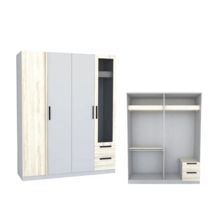 ชุดห้องนอน 5 ฟุต WISDOM DESIGN FURNITURE รุ่น VIDA2 สีไวท์โอ๊ค/เทา_6
