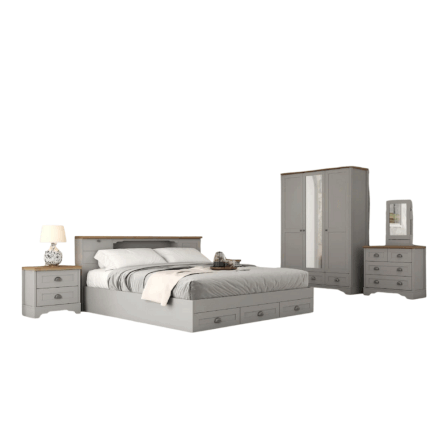 ชุดห้องนอน + ที่นอนสปริง 6 ฟุต WISDOM DESIGN FURNITURE รุ่น JASMINE สีเทา/โซลิค_6