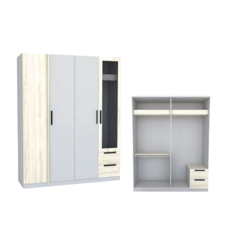 ชุดห้องนอน + ที่นอน PVC 6 ฟุต WISDOM DESIGN FURNITURE รุ่น VIDA1 สีไวท์โอ๊ค/เทา_6