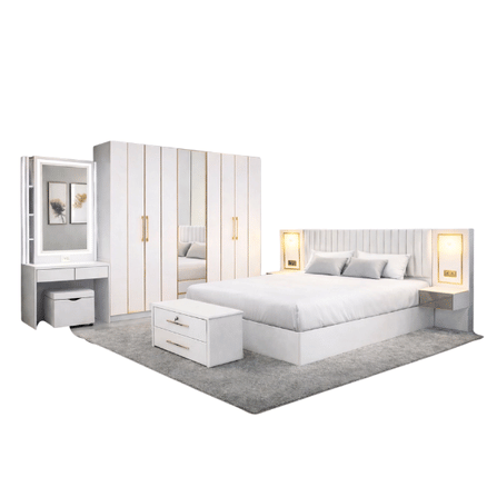 ชุดห้องนอน + ที่นอน PVC 6 ฟุต WISDOM DESIGN FURNITURE รุ่น WHITE GOLD สีขาว_6