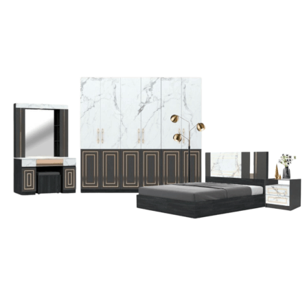 ชุดห้องนอน + ที่นอนสปริง 6 ฟุต WISDOM DESIGN FURNITURE รุ่น CHARLOTTE สีแอชเกรย์/ซอฟท์มาร์เบิ้ล/ซิลค์_7