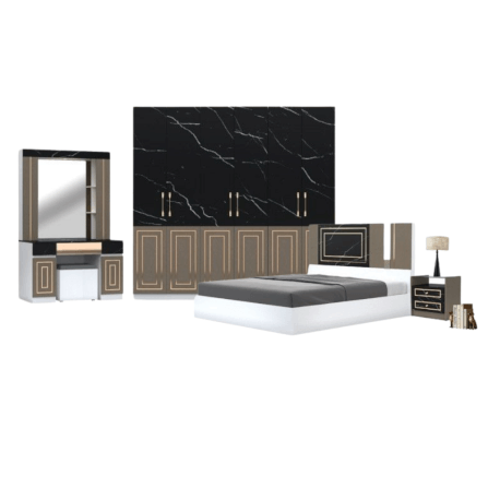 ชุดห้องนอน + ที่นอน PVC 6 ฟุต WISDOM DESIGN FURNITURE รุ่น CHARLOTTE สีขาว/ดาร์คมาร์เบิ้ล/ฟอสซิลค์_7