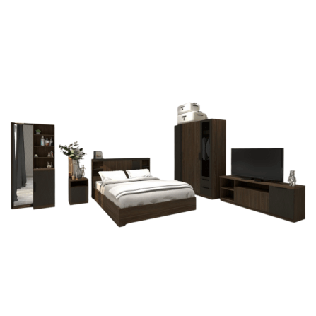 ชุดห้องนอน + ที่นอน PVC 5 ฟุต WISDOM DESIGN FURNITURE รุ่น VIDA1 สีมอคค่า/ซิลค์_8