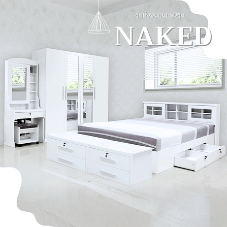 ชุดห้องนอน 3.5 ฟุต WISDOM DESIGN FURNITURE รุ่น NAKED1 สี ขาว_7