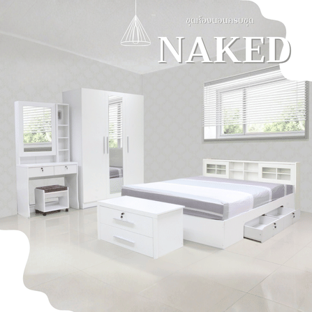 ชุดห้องนอน 5 ฟุต WISDOM DESIGN FURNITURE รุ่น NAKED2 สี ขาว_7