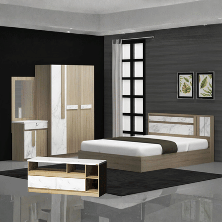 ชุดห้องนอน 5 ฟุต WISDOM DESIGN FURNITURE รุ่น SWAN PLUS สี โซลิค/หินอ่อน_8