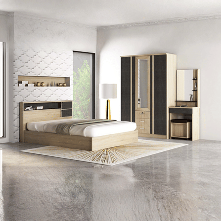 ชุดห้องนอน + ที่นอนสปริง 6 ฟุต WISDOM DESIGN FURNITURE รุ่น BENNER สี โซลิค/กราไฟท์_8