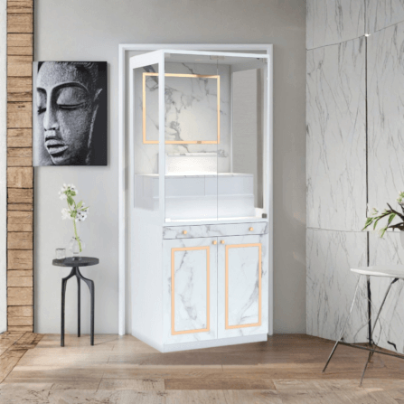 ตู้พระ WISDOM DESIGN FURNITURE รุ่น GO-03C ขนาด 80 ซม. สีขาว/บราวน์มาร์เบิ้ล_4