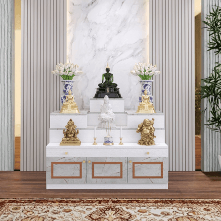 โต๊ะหมู่บูชา WISDOM DESIGN FURNITURE รุ่น GO-04 ขนาด 120 ซม. สีขาว/ไลท์มาร์เบิ้ล_4