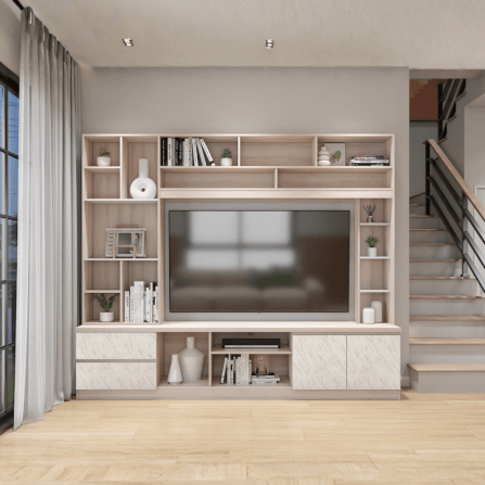 ตู้วางทีวี WISDOM DESIGN FURNITURE รุ่น HT-243A 240 ซม. สีโซลิค/ขาว/ไวท์มาร์เบิ้ล_4