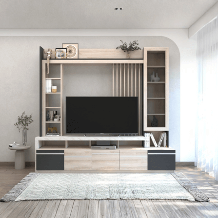 ตู้วางทีวี WISDOM DESIGN FURNITURE รุ่น HT-2401 240 ซม. สีโซลิค/กราไฟท์/ไวท์มาร์เบิ้ล_4