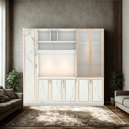 ตู้วางทีวี WISDOM DESIGN FURNITURE รุ่น GW-240 240 ซม. สีขาว/มาร์เบิ้ล/โกลด์_4