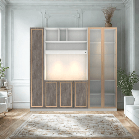 ตู้วางทีวี WISDOM DESIGN FURNITURE รุ่น GW-242 240 ซม. สีขาว/บราวน์มาร์เบิ้ล/โกลด์_4
