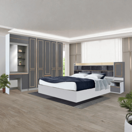 ชุดห้องนอน + ที่นอน PVC 6 ฟุต WISDOM DESIGN FURNITURE รุ่น BRAELYN 5 สียีนส์/กราไฟท์_7