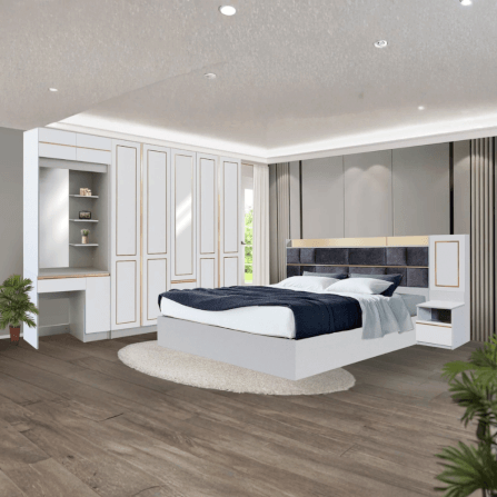 ชุดห้องนอน + ที่นอน PVC 6 ฟุต WISDOM DESIGN FURNITURE รุ่น BRAELYN 5 (กระจก) สีไลท์ยีนส์/ขาว_7