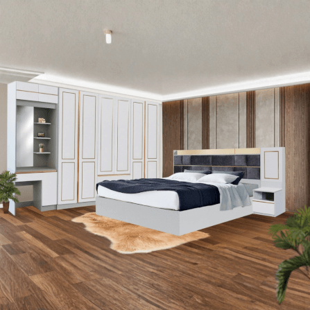 ชุดห้องนอน + ที่นอนสปริง 6 ฟุต WISDOM DESIGN FURNITURE รุ่น BRAELYN 6 สีไลท์ยีนส์/ขาว_7