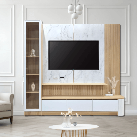 ตู้วางทีวี WISDOM DESIGN FURNITURE รุ่น CARINA 240 ซม. สีมาร์เบิ้ล/ขาว_4