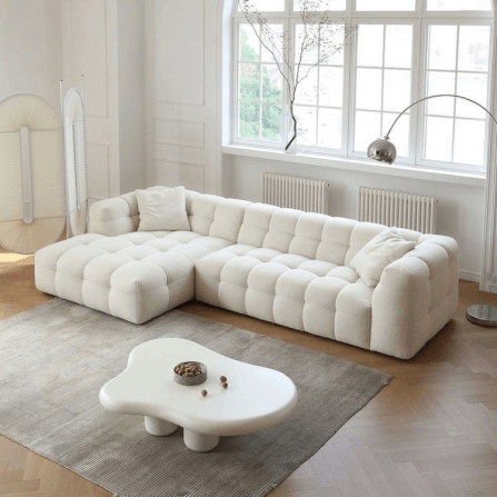 โซฟาเข้ามุมซ้าย 3 ที่นั่ง WISDOM DESIGN FURNITURE รุ่น MONI 220 ซม. ผ้าขนแกะ สีขาว_5