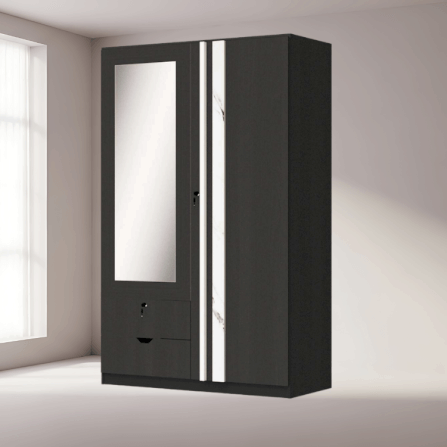 ตู้เสื้อผ้า 2 บานเปิด WISDOM DESIGN FURNITURE รุ่น W1219M 120 ซม. สีโอ๊ค/หินอ่อน_4