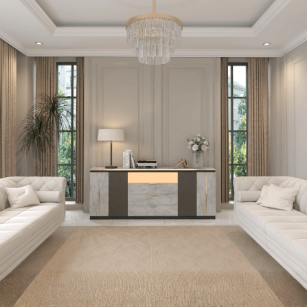 ตู้ลิ้นชัก 4 ลิ้นชัก WISDOM DESIGN FURNITURE รุ่น GCS-201 200 ซม. สีแอชเกรย์/ไลท์มาร์เบิ้ล_3
