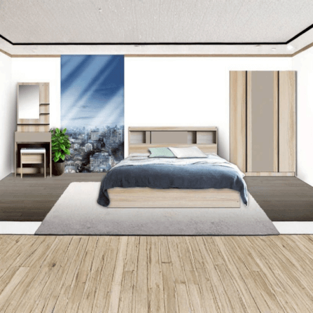 ชุดห้องนอน + ที่นอนสปริง 6 ฟุต WISDOM DESIGN FURNITURE รุ่น EASY สีบัตเตอร์/แซน_5