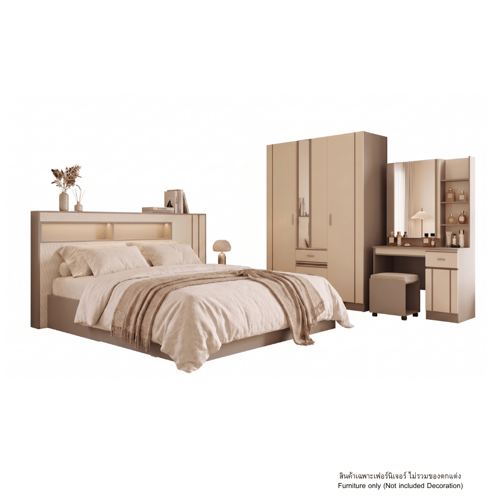 ชุดห้องนอน 6 ฟุต WISDOM DESIGN FURNITURE รุ่น TAYLOR สีครีม_0