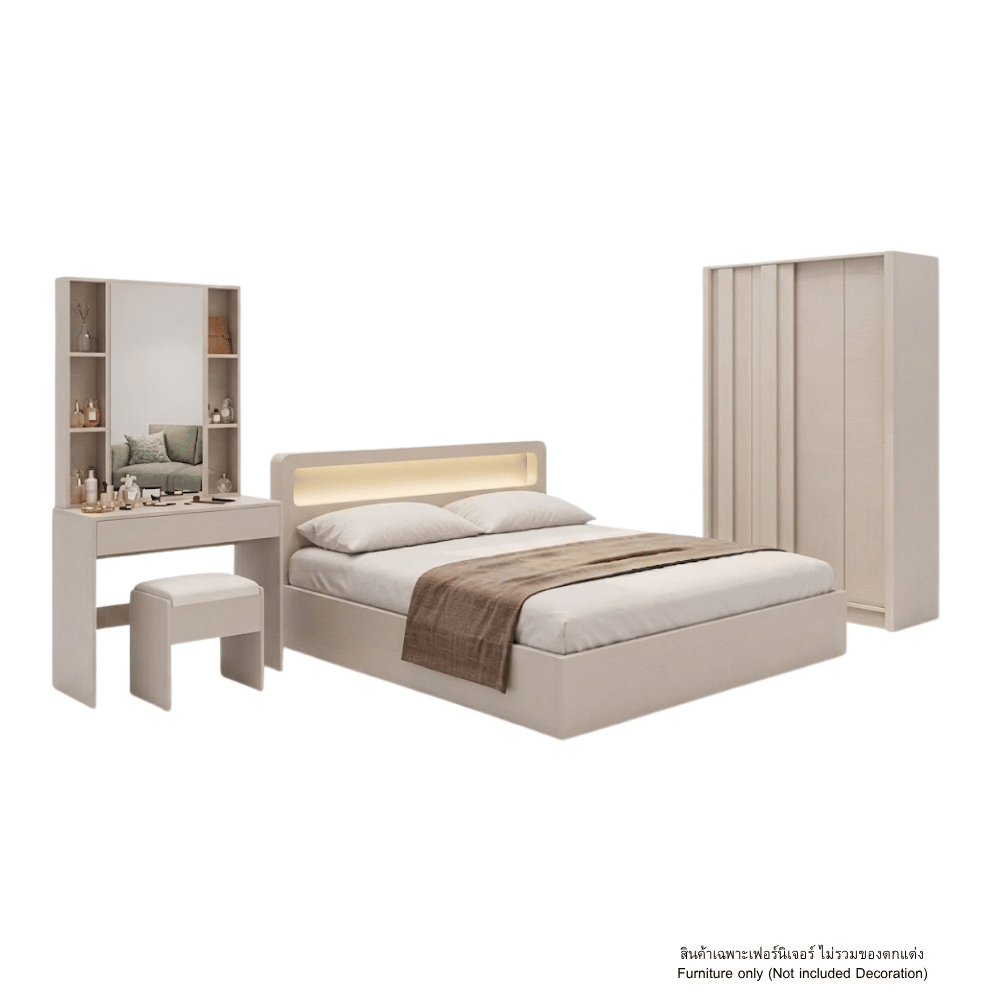 ชุดห้องนอน 5 ฟุต WISDOM DESIGN FURNITURE รุ่น NORTH สีเบจ_0