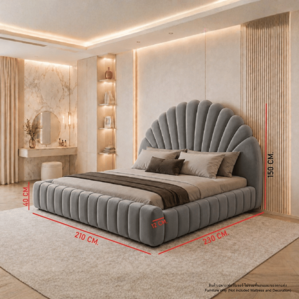 ฐานรองหัวเตียง 6 ฟุต WISDOM DESIGN FURNITURE รุ่น LITA สีเทา_1