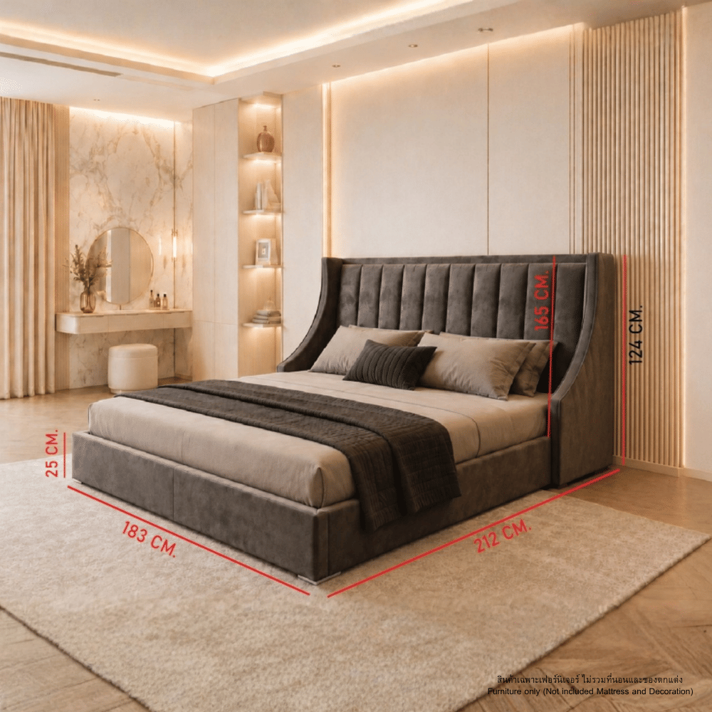 ฐานรองหัวเตียง 5 ฟุต WISDOM DESIGN FURNITURE รุ่น AUGUST สีน้ำตาล_1